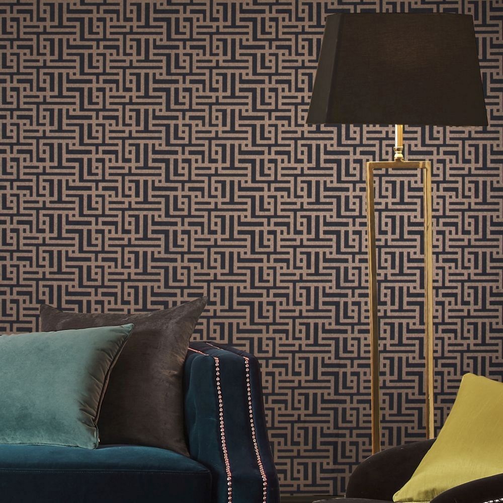 Zen Geometric Wallpaper 103518 by Graham & Brown in Charcoal Grey